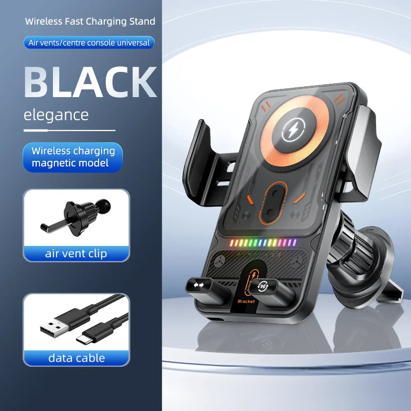 CE/FCC/ROHS Certified Auto-Sensing Vent Car Mount with Fast Wireless Charging for MagSafe-Compatible Phones.