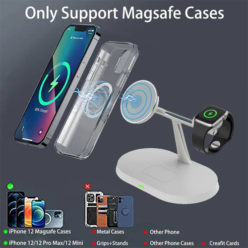 30W 3 In 1 Magnetic Wireless Charger Stand Fast Charging Dock Station for iPhone14/15/16/17Pro Max Apple Watch 8 7 6 Airpods Pro