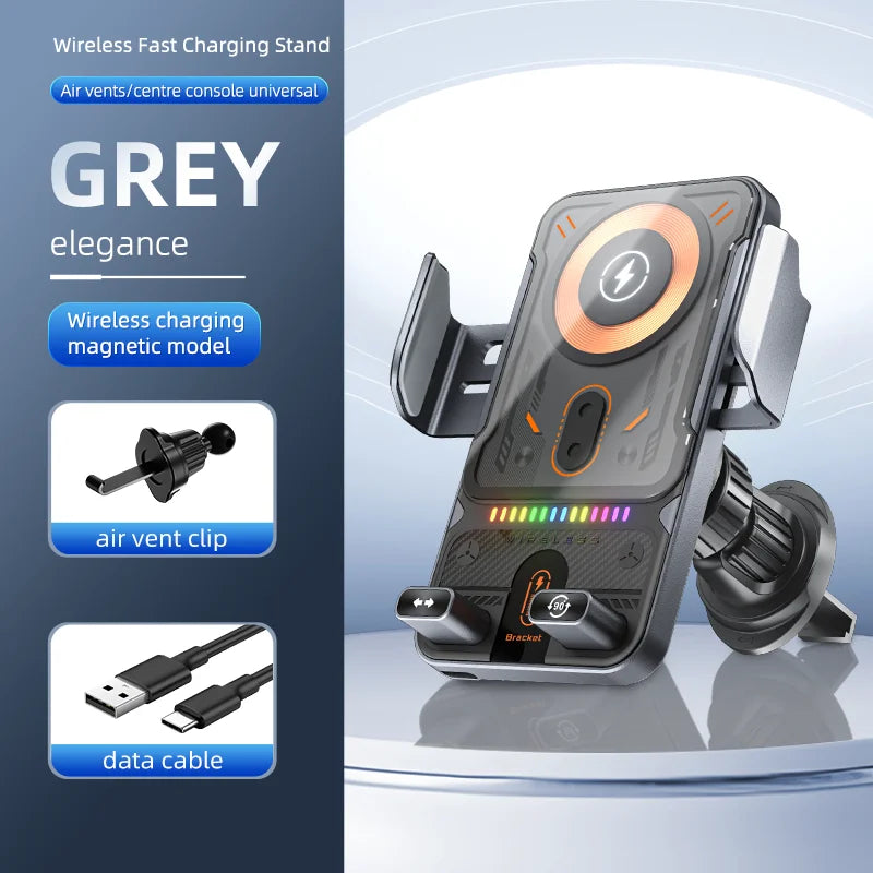 CE/FCC/ROHS Certified Auto-Sensing Vent Car Mount with Fast Wireless Charging for MagSafe-Compatible Phones.