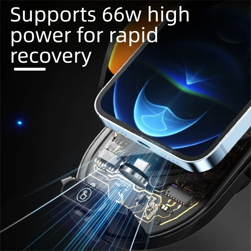 Smart Infrared Sensor Car Wireless Charger 66W Super Fast Charging Auto Lock Phone Mount Anti-Shake 360° Rotation AirVent Holder
