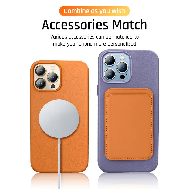 Original For Magsafe Animation Leather Case For iPhone 13 Mini 14 15 16 Pro Max Plus Magnetic Wireless Charging Shockproof Cover