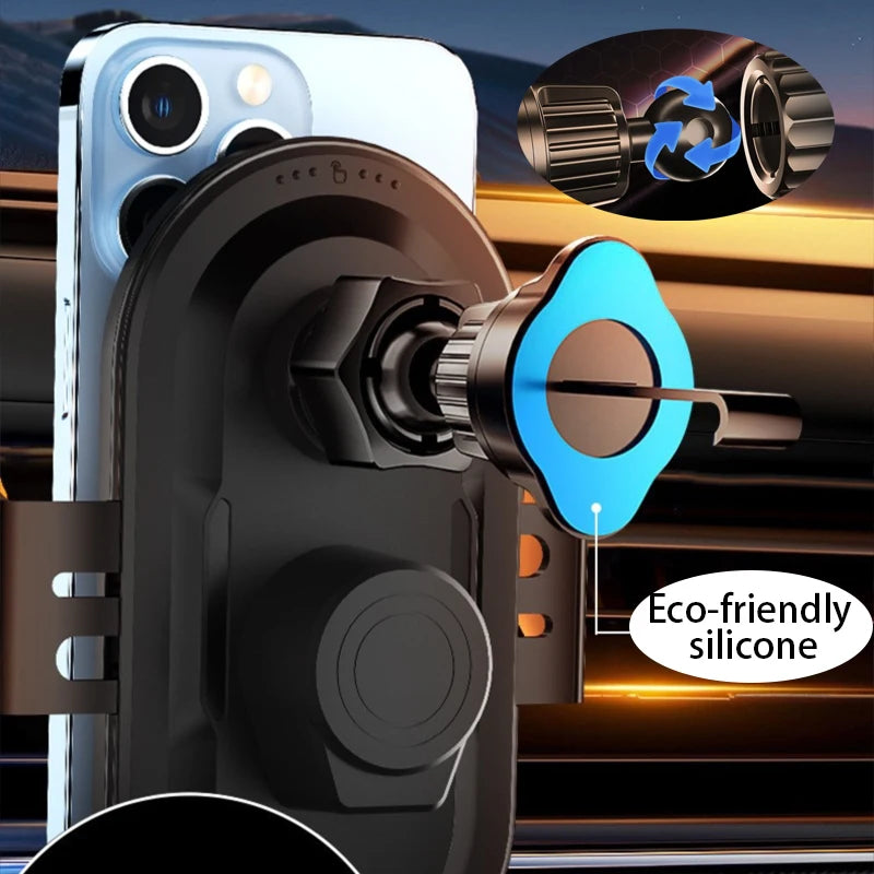 Smart Infrared Sensor Car Wireless Charger 66W Super Fast Charging Auto Lock Phone Mount Anti-Shake 360° Rotation AirVent Holder